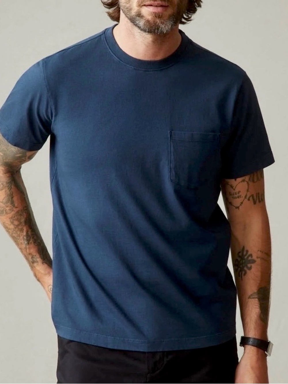 American Giant Heavyweight Pocket Tee Size XL Dark Blue Cotton Crewneck USA